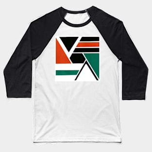 Inverted Red Green Black White Geometric Abstract Acrylic Painting Baseball T-Shirt